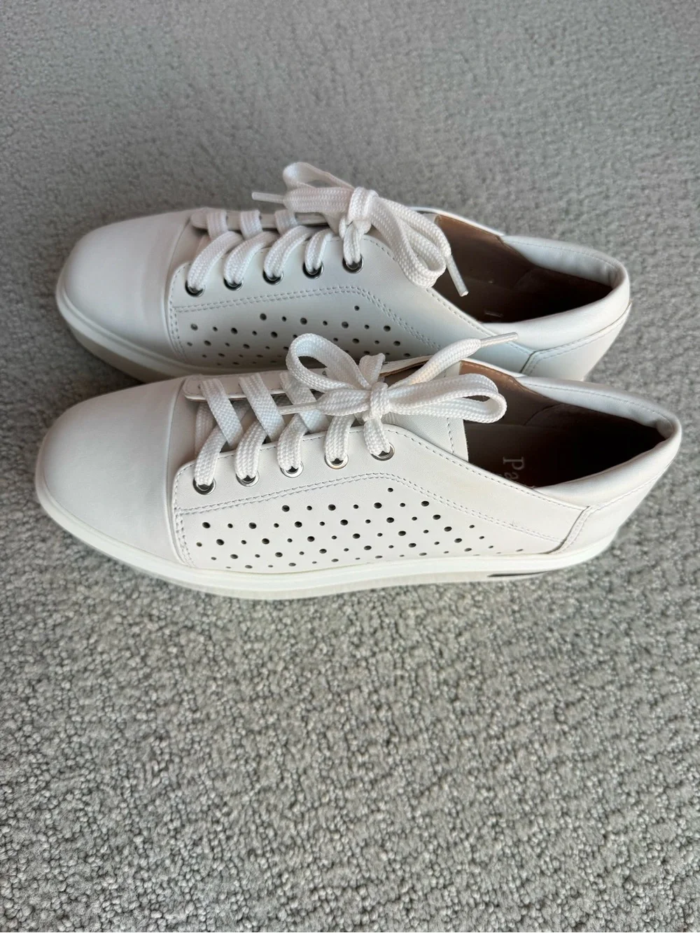 Linea Paolo Women’s White Platform Perforated Leather Sneaker